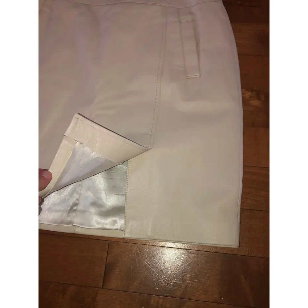 American Vintage Y2K Margaret Godfrey leather ivory skirt size 14